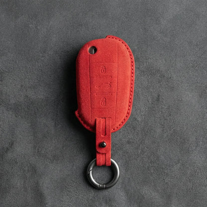 Peugeot Hand-Stitched Alcantara Key Fob Cover - Angular Flip Key 3-Button