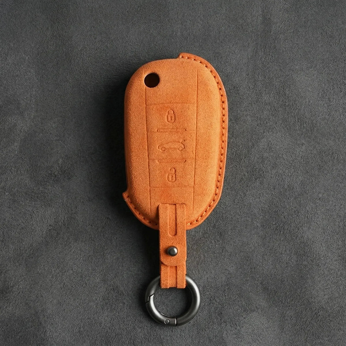 Peugeot Hand-Stitched Alcantara Key Fob Cover - Angular Flip Key 3-Button