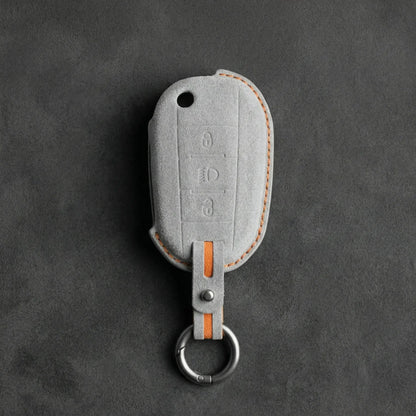 Peugeot Hand-Stitched Alcantara Key Fob Cover - Flip Key 3-Button