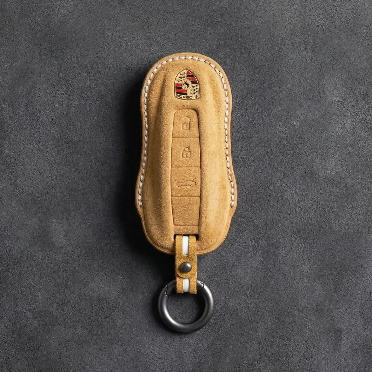 Porsche Hand-Stitched Alcantara Key Fob Cover - Signature Car-Shape