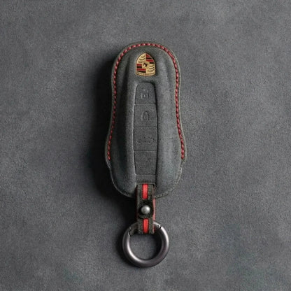 Porsche Hand-Stitched Alcantara Key Fob Cover - Signature Car-Shape