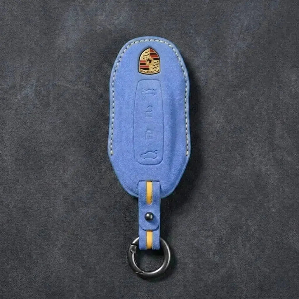 Porsche Hand-Stitched Alcantara Key Fob Cover - Slimline Car-Shape