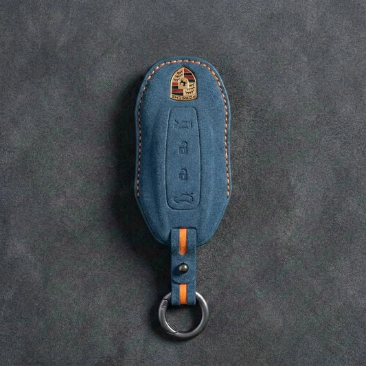 Porsche Hand-Stitched Alcantara Key Fob Cover - Slimline Car-Shape