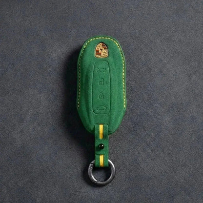 Porsche Hand-Stitched Alcantara Key Fob Cover - Slimline Car-Shape