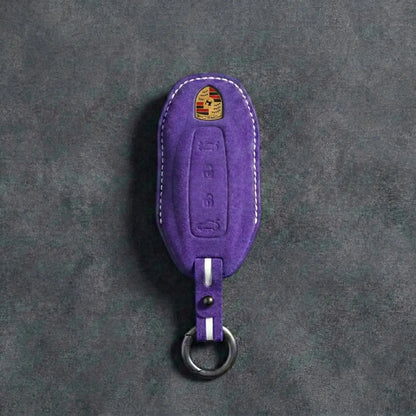 Porsche Hand-Stitched Alcantara Key Fob Cover - Slimline Car-Shape