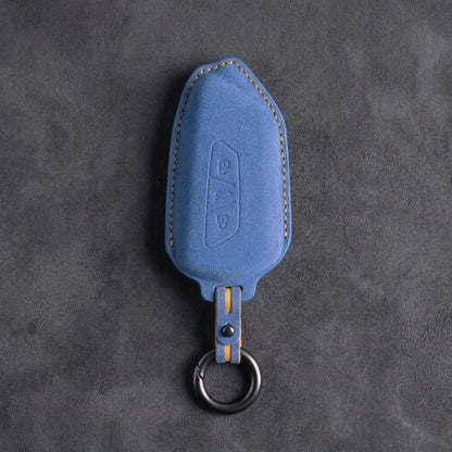 Skoda Hand-Stitched Alcantara Key Fob Cover - Angular 3-Button