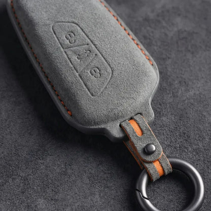 Skoda Hand-Stitched Alcantara Key Fob Cover - Angular 3-Button