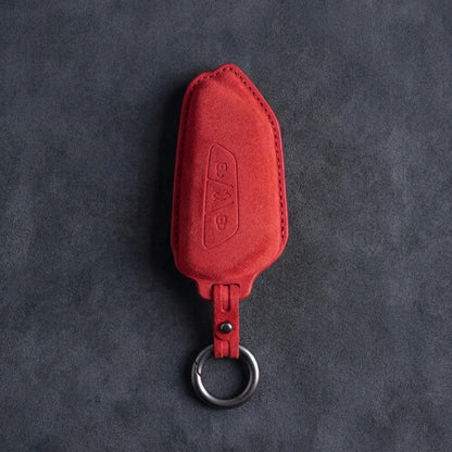 Skoda Hand-Stitched Alcantara Key Fob Cover - Angular 3-Button