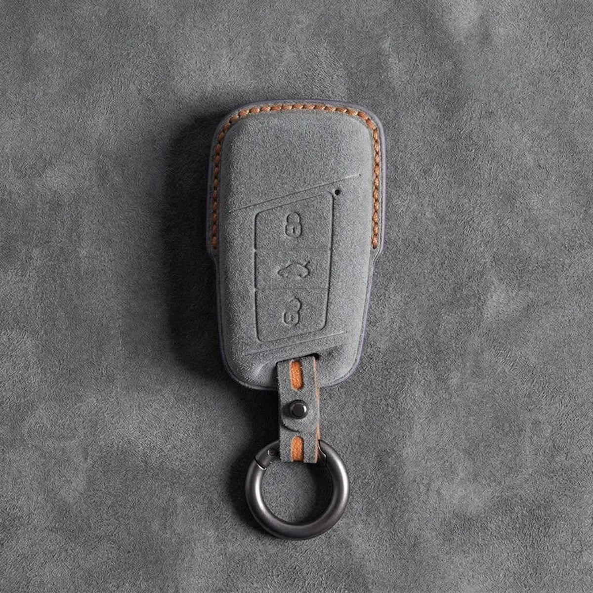Skoda Hand-Stitched Alcantara Key Fob Cover – Chrome Top 3-Button