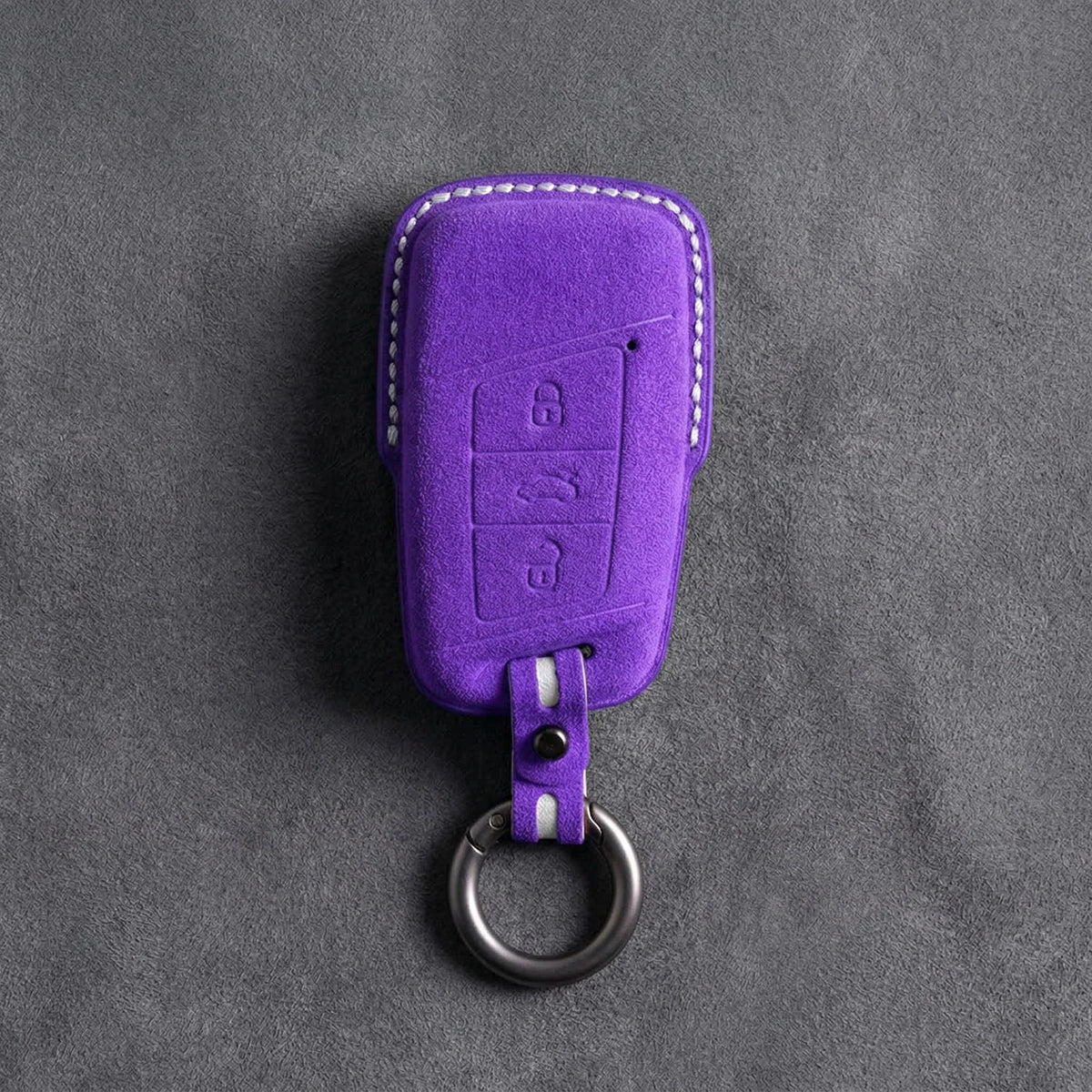 Skoda Hand-Stitched Alcantara Key Fob Cover – Chrome Top 3-Button