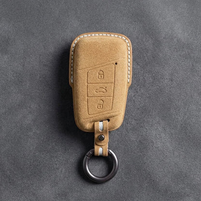 Skoda Hand-Stitched Alcantara Key Fob Cover – Chrome Top 3-Button