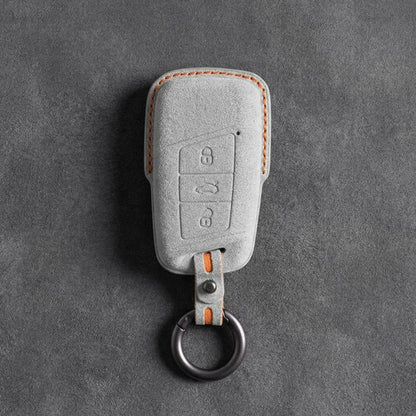 Skoda Hand-Stitched Alcantara Key Fob Cover – Chrome Top 3-Button