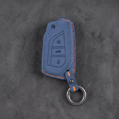 Toyota Hand-Stitched Alcantara Key Fob Cover – Geometric Flip Key 3-Button