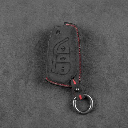 Toyota Hand-Stitched Alcantara Key Fob Cover – Geometric Flip Key 3-Button