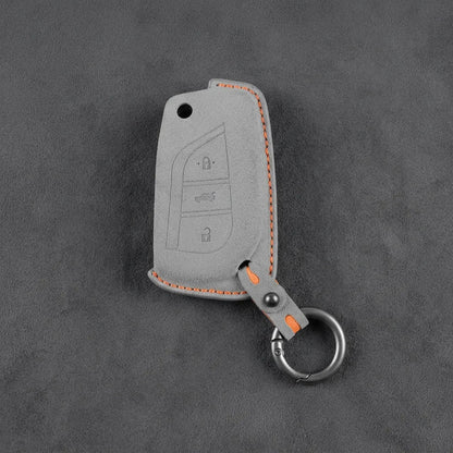 Toyota Hand-Stitched Alcantara Key Fob Cover – Geometric Flip Key 3-Button