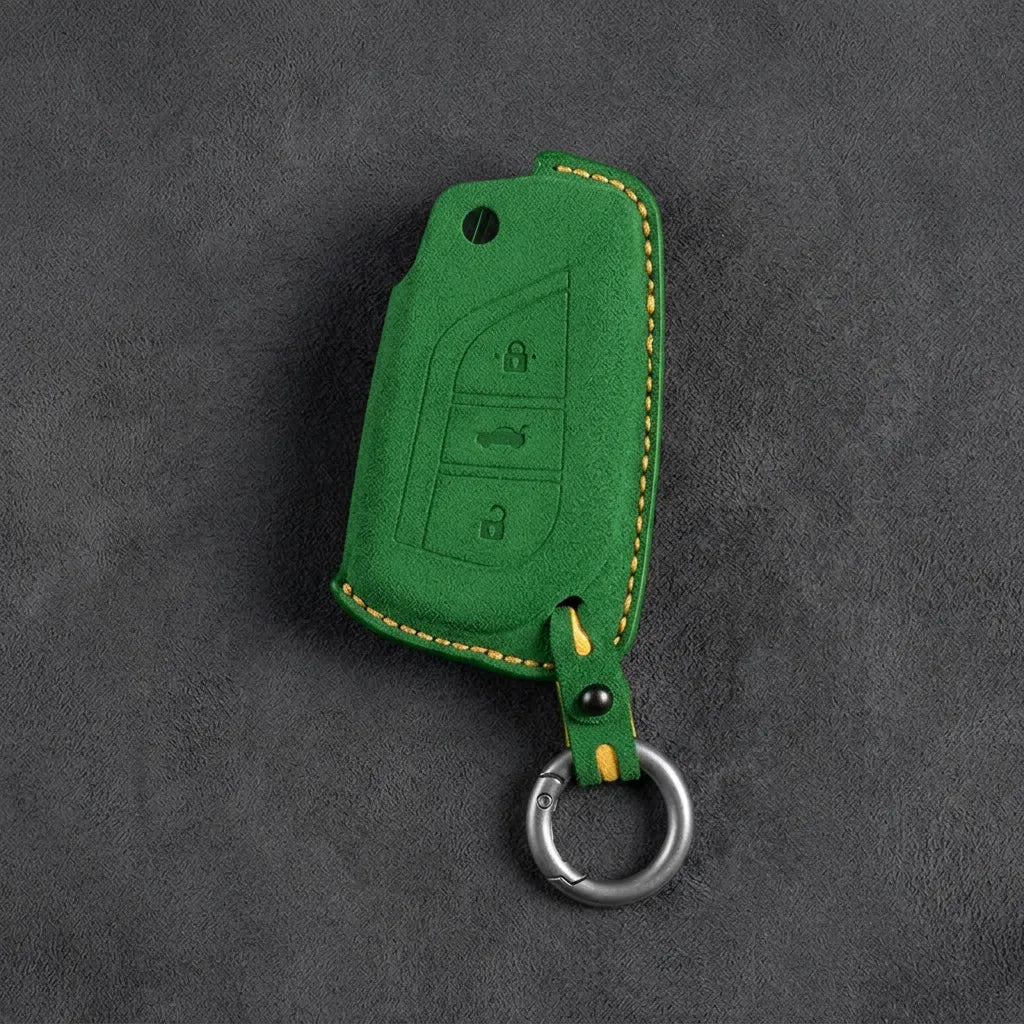 Toyota Hand-Stitched Alcantara Key Fob Cover – Geometric Flip Key 3-Button