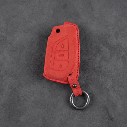Toyota Hand-Stitched Alcantara Key Fob Cover – Geometric Flip Key 3-Button