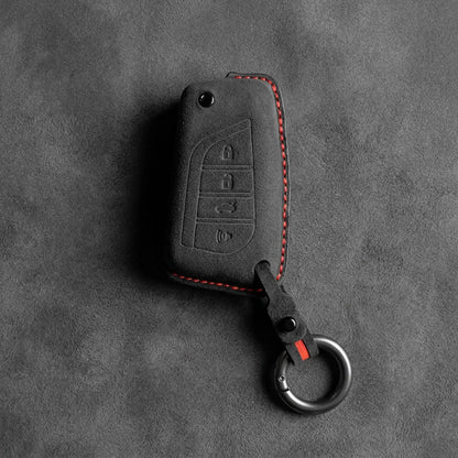 Toyota Hand-Stitched Alcantara Key Fob Cover – Geometric Flip Key 4-Button
