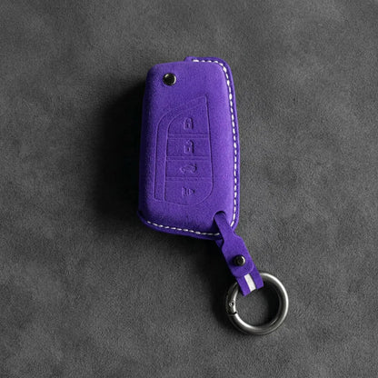 Toyota Hand-Stitched Alcantara Key Fob Cover – Geometric Flip Key 4-Button