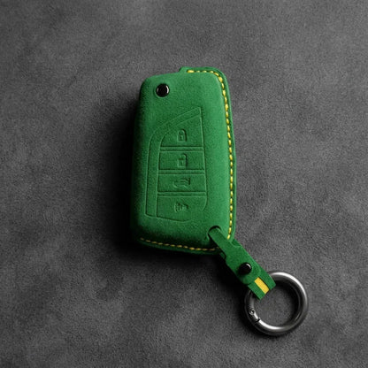 Toyota Hand-Stitched Alcantara Key Fob Cover – Geometric Flip Key 4-Button