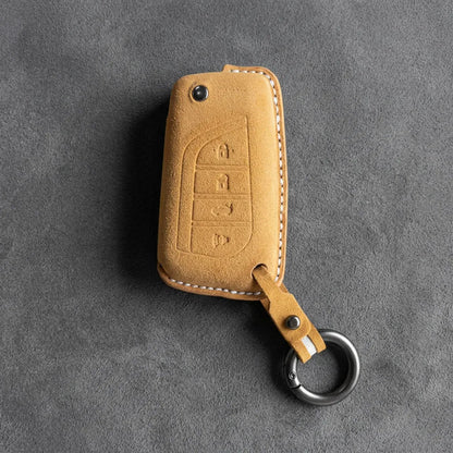 Toyota Hand-Stitched Alcantara Key Fob Cover – Geometric Flip Key 4-Button
