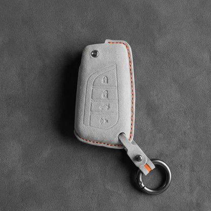 Toyota Hand-Stitched Alcantara Key Fob Cover – Geometric Flip Key 4-Button