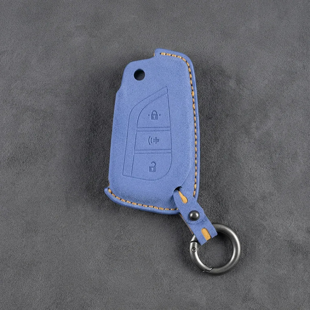 Toyota Hand-Stitched Alcantara Key Fob Cover – Geometric Panic Flip Key