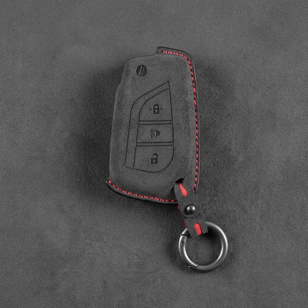 Toyota Hand-Stitched Alcantara Key Fob Cover – Geometric Panic Flip Key
