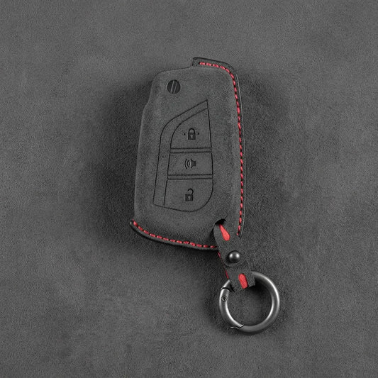Toyota Hand-Stitched Alcantara Key Fob Cover – Geometric Panic Flip Key