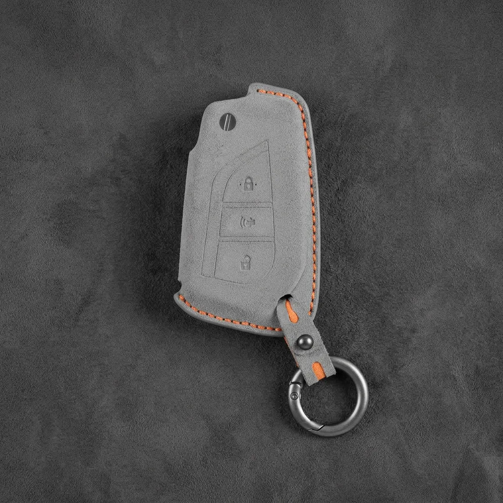Toyota Hand-Stitched Alcantara Key Fob Cover – Geometric Panic Flip Key