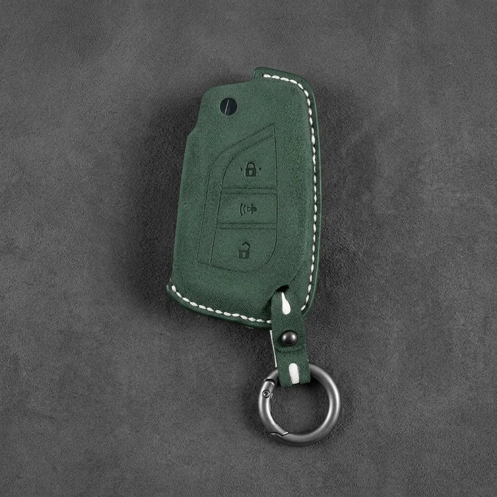Toyota Hand-Stitched Alcantara Key Fob Cover – Geometric Panic Flip Key