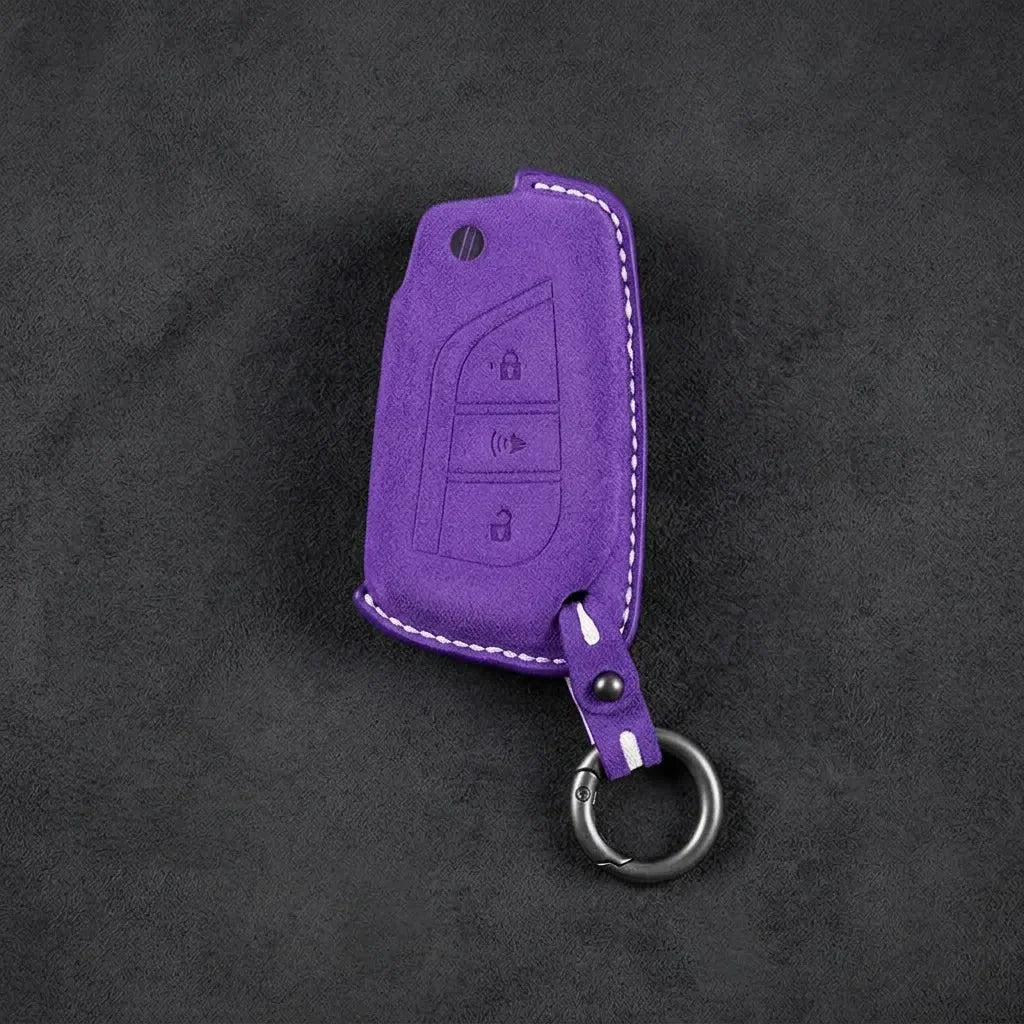 Toyota Hand-Stitched Alcantara Key Fob Cover – Geometric Panic Flip Key