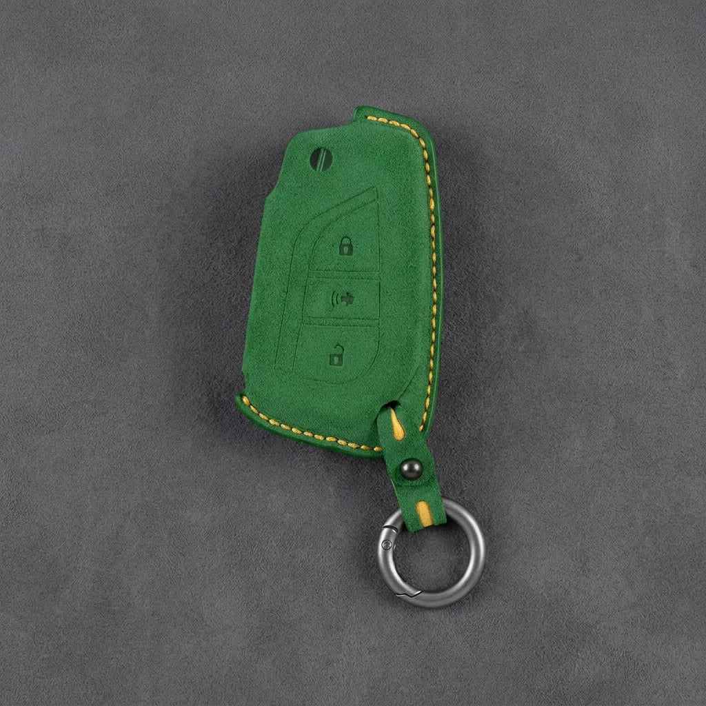 Toyota Hand-Stitched Alcantara Key Fob Cover – Geometric Panic Flip Key