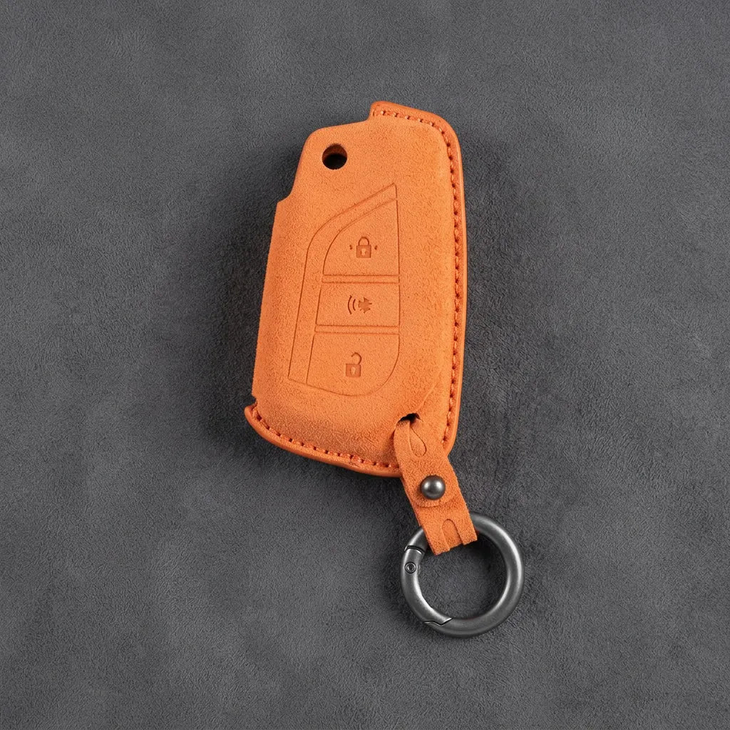 Toyota Hand-Stitched Alcantara Key Fob Cover – Geometric Panic Flip Key