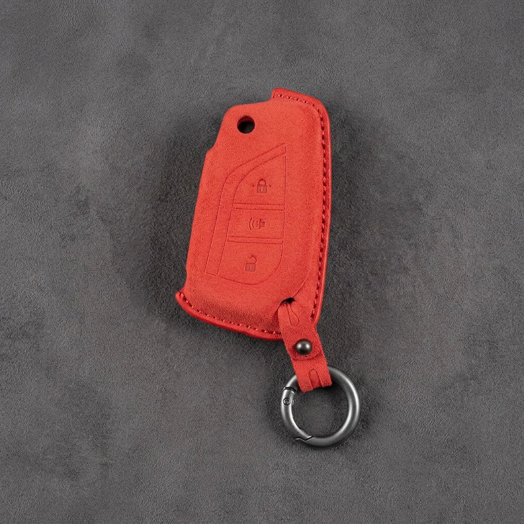 Toyota Hand-Stitched Alcantara Key Fob Cover – Geometric Panic Flip Key