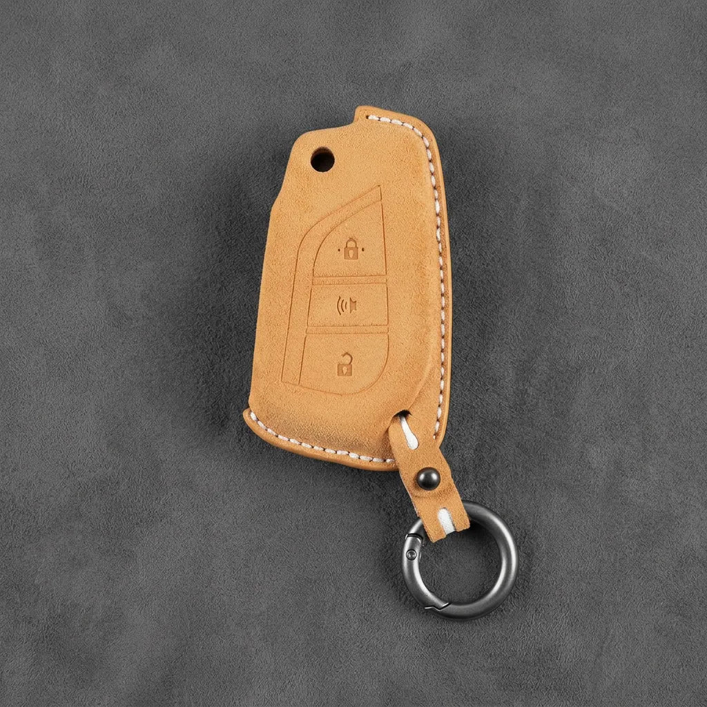 Toyota Hand-Stitched Alcantara Key Fob Cover – Geometric Panic Flip Key