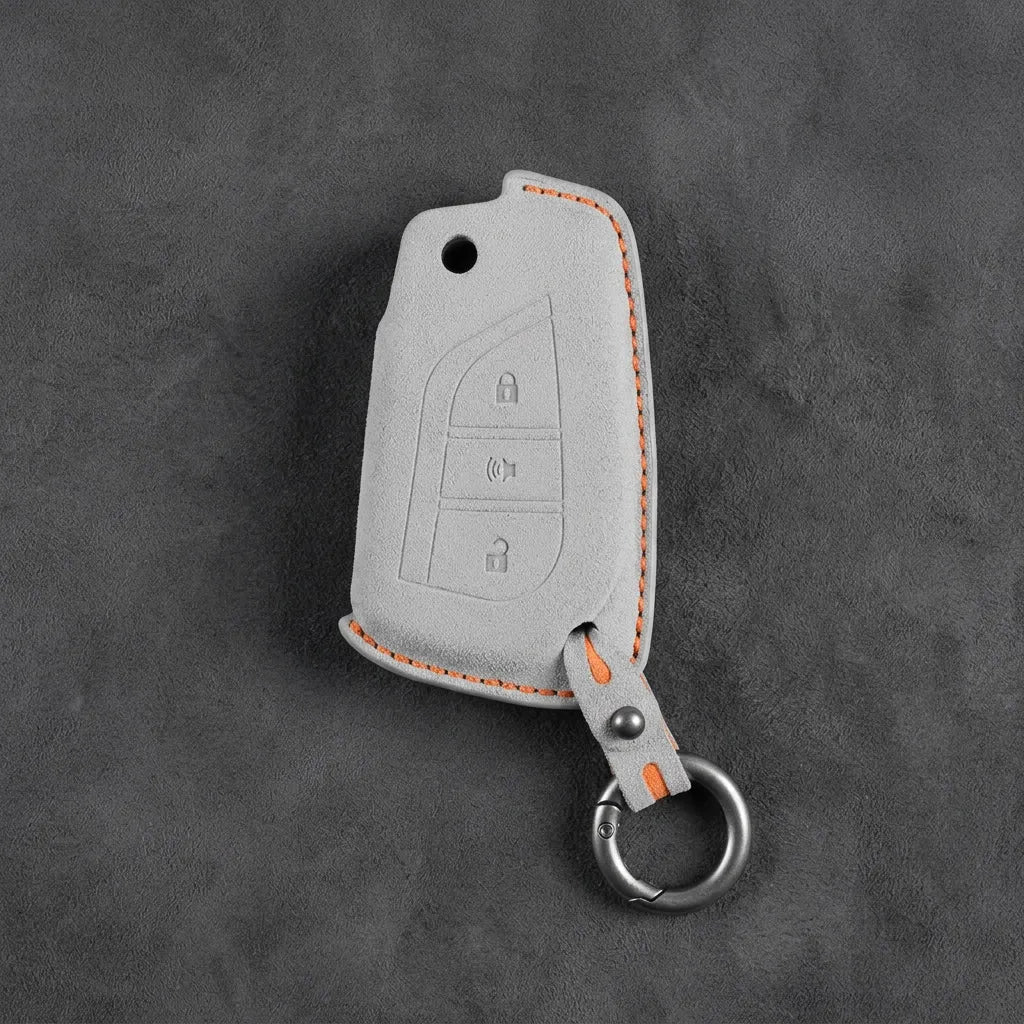 Toyota Hand-Stitched Alcantara Key Fob Cover – Geometric Panic Flip Key