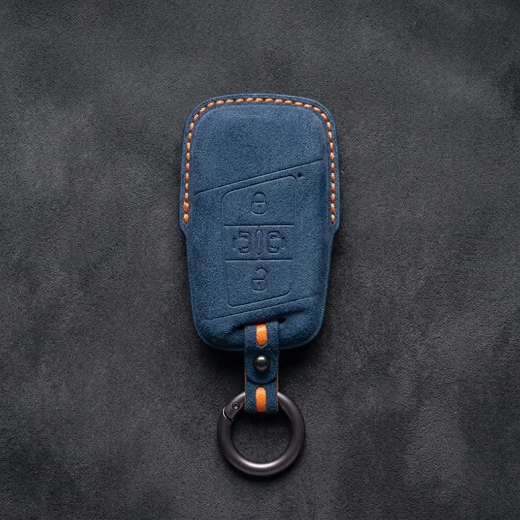 Volkswagen Hand-Stitched Alcantara Key Fob Cover – 4-Button Sliding Door Smart