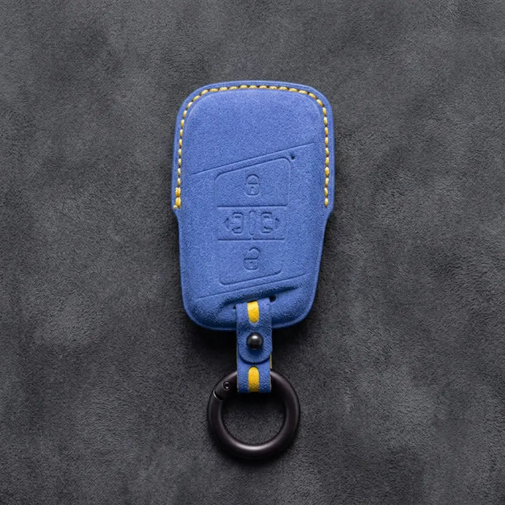Volkswagen Hand-Stitched Alcantara Key Fob Cover – 4-Button Sliding Door Smart