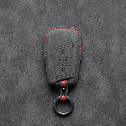 Volkswagen Hand-Stitched Alcantara Key Fob Cover – 4-Button Sliding Door Smart