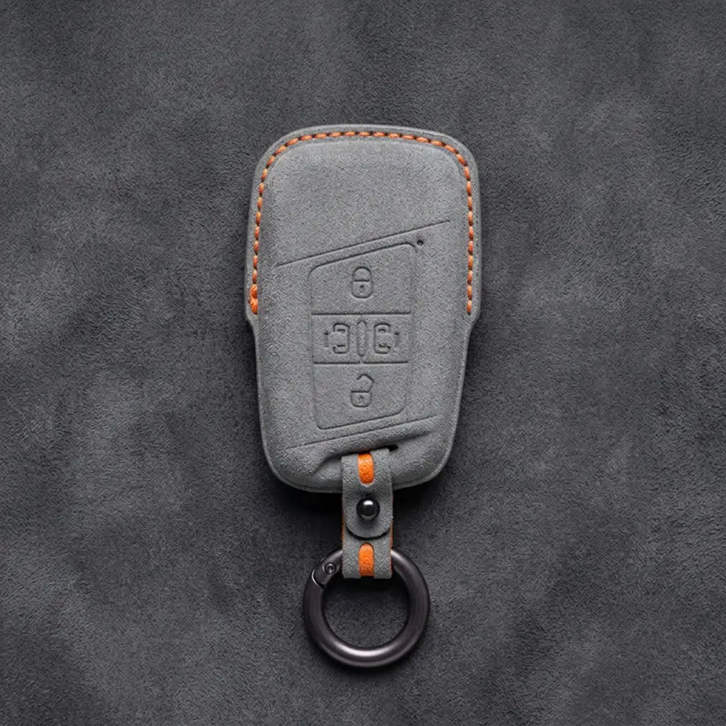 Volkswagen Hand-Stitched Alcantara Key Fob Cover – 4-Button Sliding Door Smart