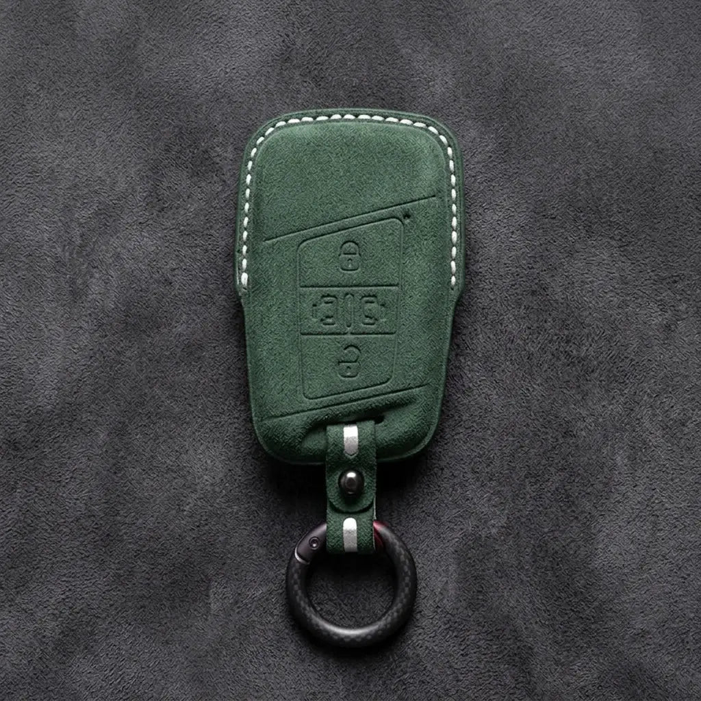 Volkswagen Hand-Stitched Alcantara Key Fob Cover – 4-Button Sliding Door Smart
