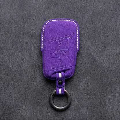 Volkswagen Hand-Stitched Alcantara Key Fob Cover – 4-Button Sliding Door Smart