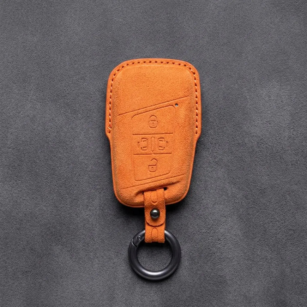 Volkswagen Hand-Stitched Alcantara Key Fob Cover – 4-Button Sliding Door Smart