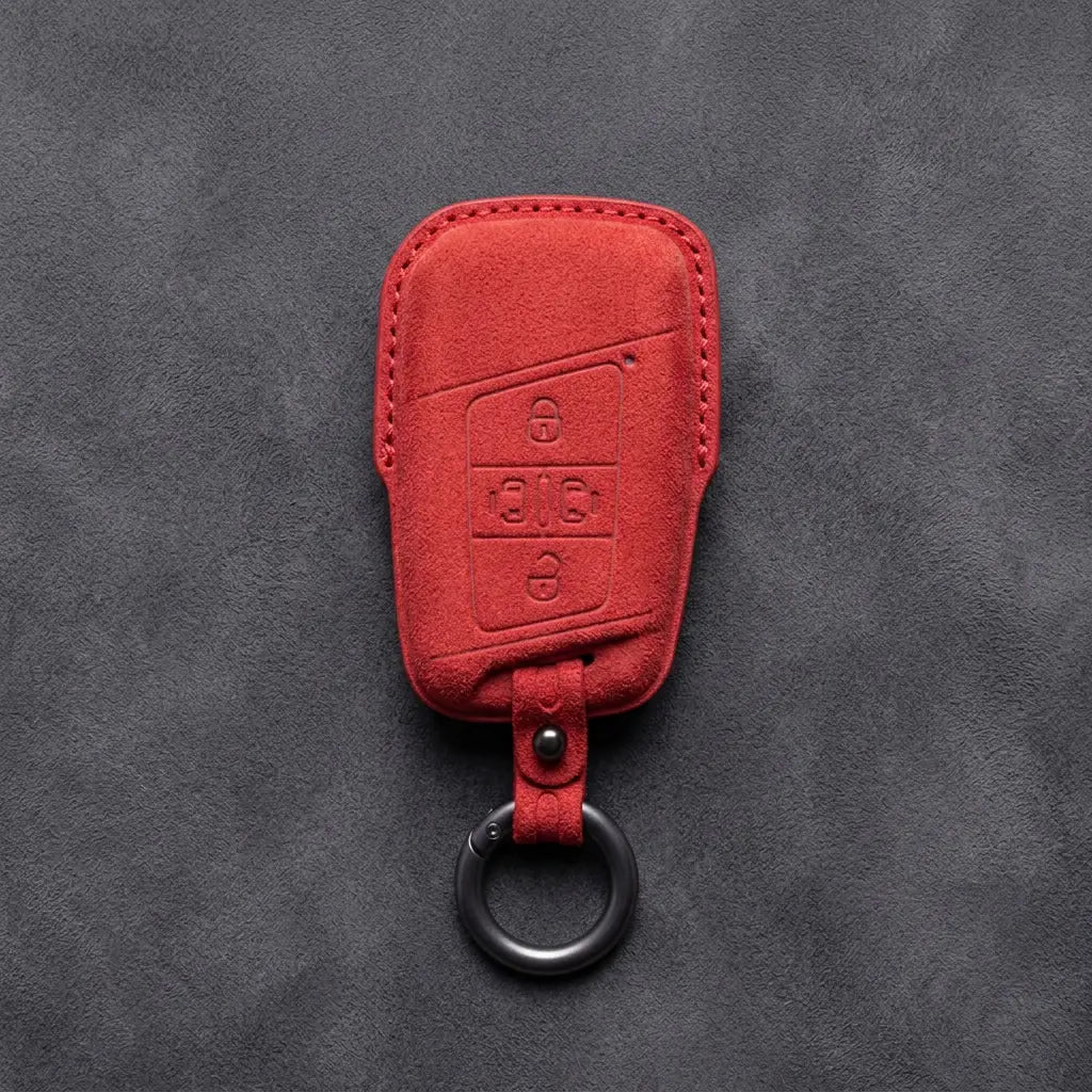Volkswagen Hand-Stitched Alcantara Key Fob Cover – 4-Button Sliding Door Smart