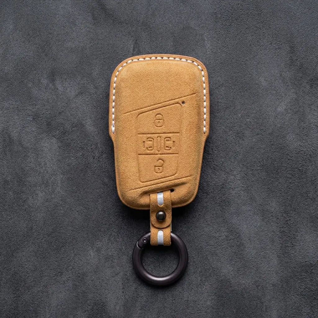 Volkswagen Hand-Stitched Alcantara Key Fob Cover – 4-Button Sliding Door Smart
