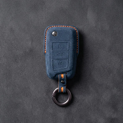 Volkswagen Hand-Stitched Alcantara Key Fob Cover – Geometric Smart Key 3-Button