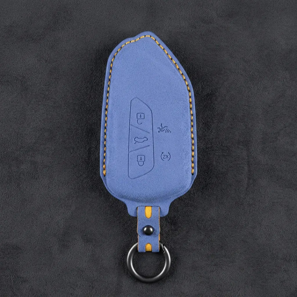 Seat Hand-Stitched Alcantara Key Fob Cover – Asymmetrical Alarm Style