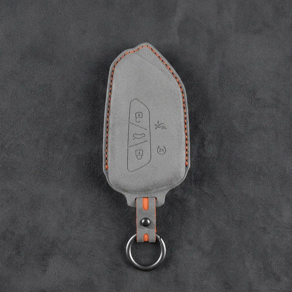 Seat Hand-Stitched Alcantara Key Fob Cover – Asymmetrical Alarm Style