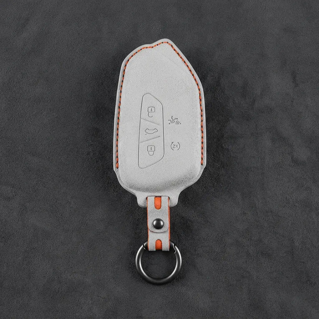Cupra Hand-Stitched Alcantara Key Fob Cover – Asymmetrical Alarm Style